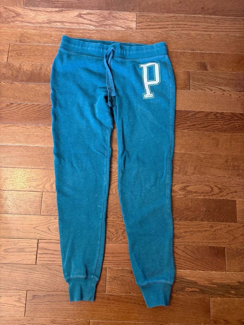 PINK Victoria's Secret Teal Blue Logo Jogger Sweatpants Size XS